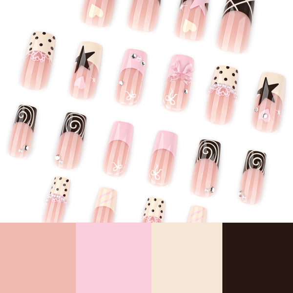 12 Sizes-24 Pcs Press On Nails JP4152