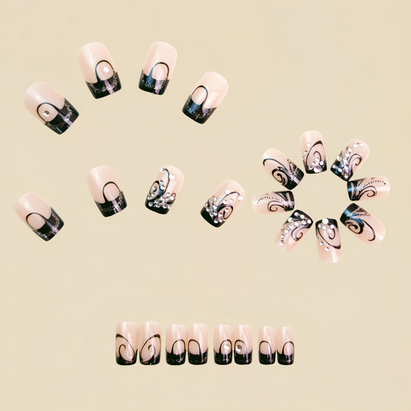 12 Sizes-24 Pcs Press On Nails Y1405