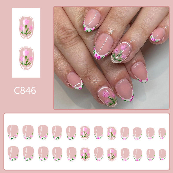 12 Sizes-24 Pcs Press On Nails C846