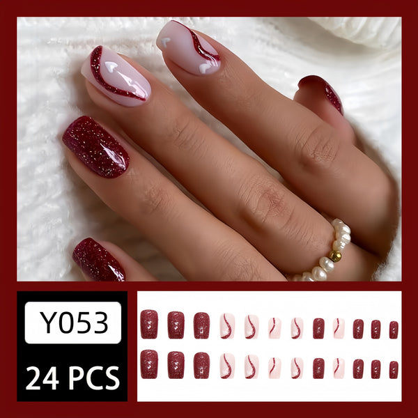 12 Sizes-24 Pcs Press On Nails Y053