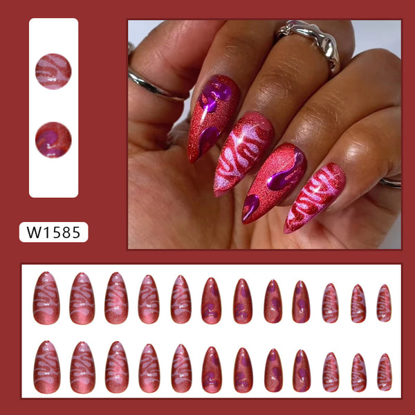12 Sizes-24 Pcs Press On Nails W1585