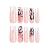 French Glossy Long Pink Square Press on Nails