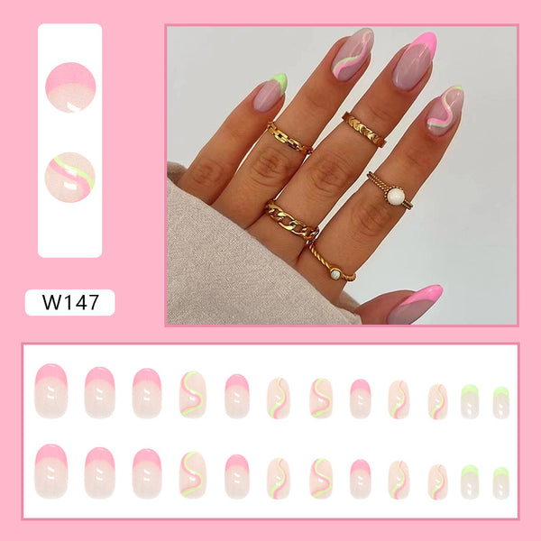12 Sizes-24 Pcs Press On Nails W147