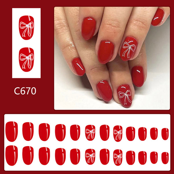 12 Sizes-24 Pcs Press On Nails C670