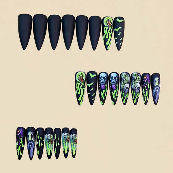12 Sizes-24 Pcs Press On Nails Y1056