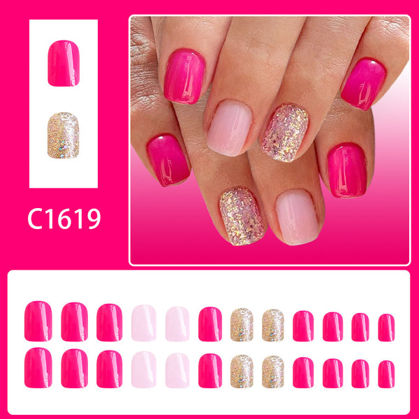 12 Sizes-24 Pcs Press On Nails C1619