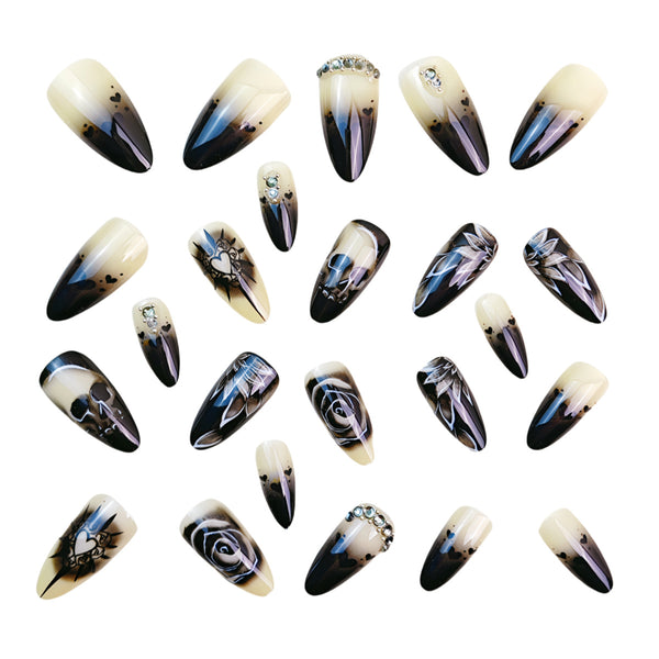 12 Sizes-24 Pcs Press On Nails Y861