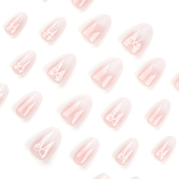 Almond Glossy Medium Oval Pink Press on Nails