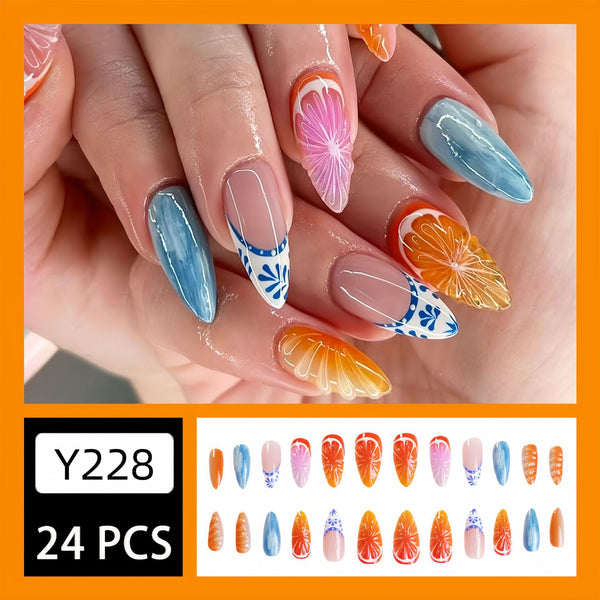 12 Sizes-24 Pcs Press On Nails Y228