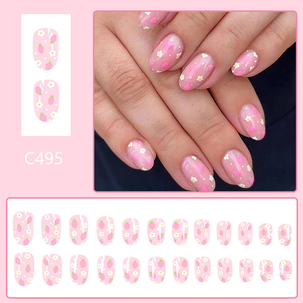12 Sizes-24 Pcs Press On Nails C495