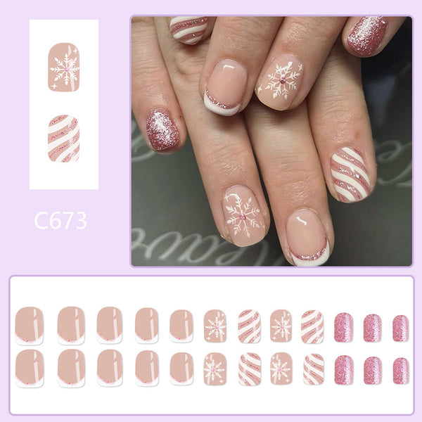 12 Sizes-24 Pcs Press On Nails C673