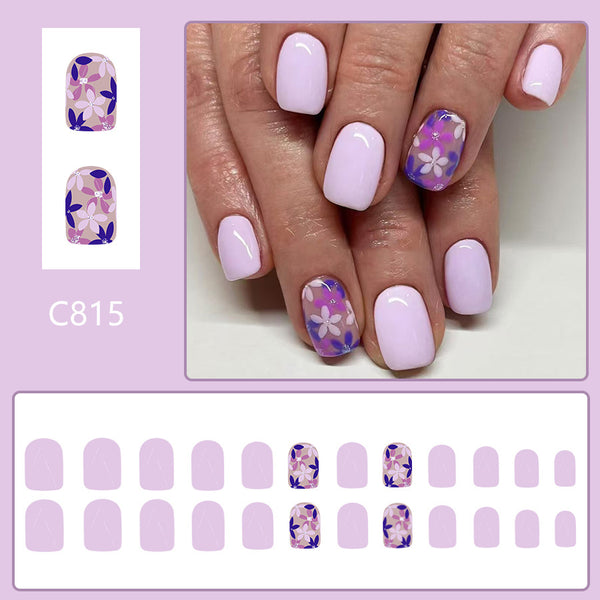 12 Sizes-24 Pcs Press On Nails C815