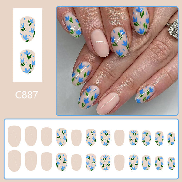 12 Sizes-24 Pcs Press On Nails C887