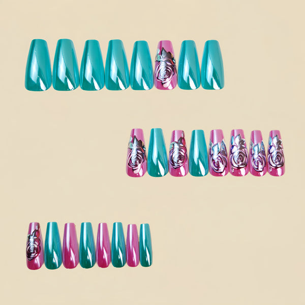 12 Sizes-24 Pcs Press On Nails Y1409