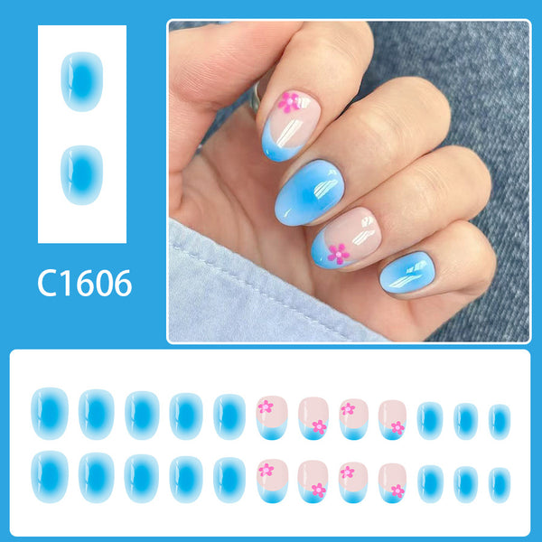 12 Sizes-24 Pcs Press On Nails C1606