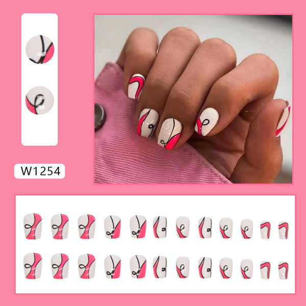 12 Sizes-24 Pcs Press On Nails W1254