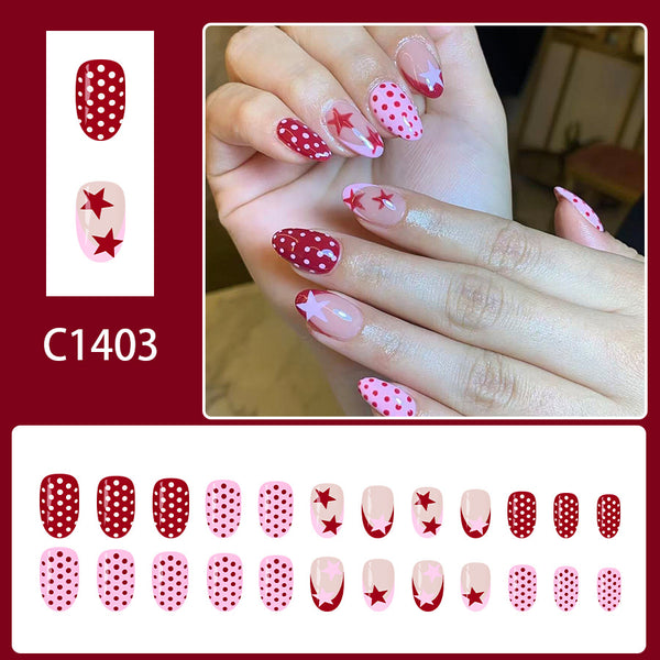 12 Sizes-24 Pcs Press On Nails C1403