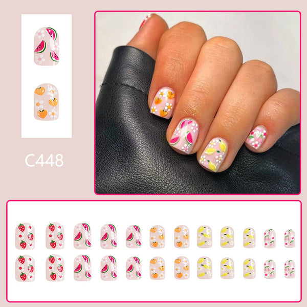 12 Sizes-24 Pcs Press On Nails C448