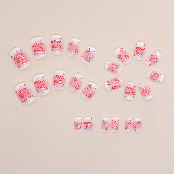 12 Sizes-24 Pcs Press On Nails K001