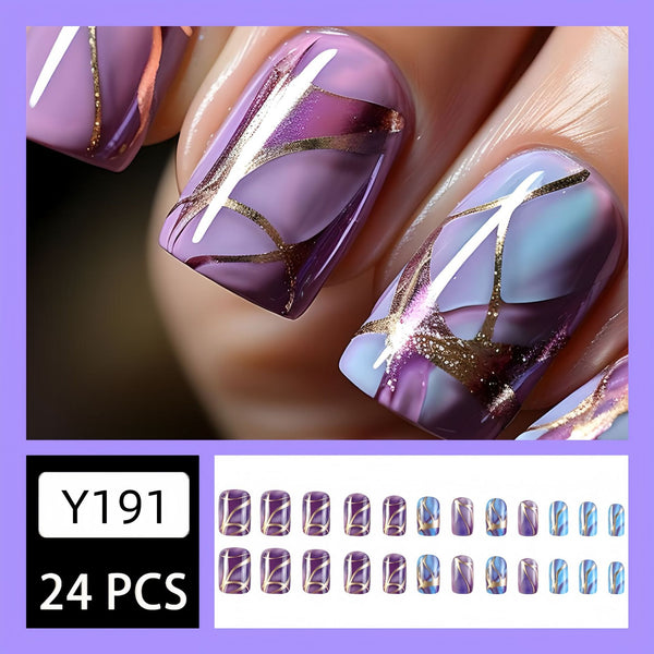 12 Sizes-24 PcsPress On Nails Y191