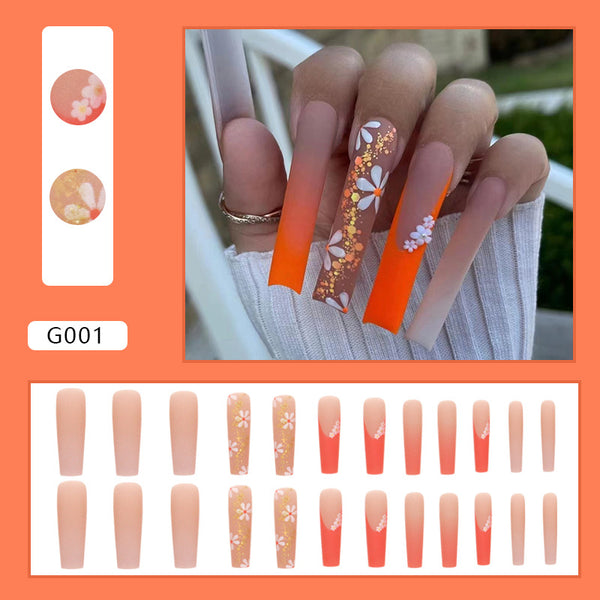 12 Sizes-24 Pcs Press On Nails G001