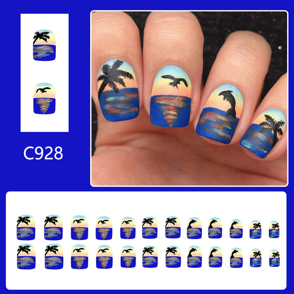 12 Sizes-24 Pcs Press On Nails C928