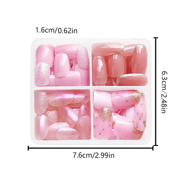 96 Pcs Press On Nails OmbreFrenchGlitter-1-96pcs