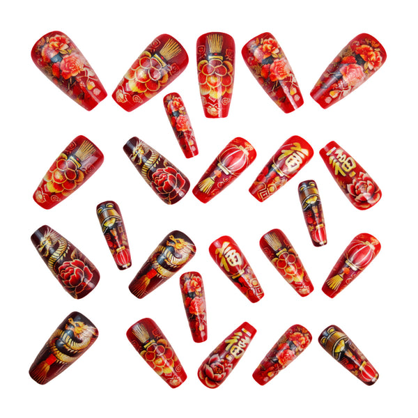 12 Sizes-24 Pcs Press On Nails Y1432