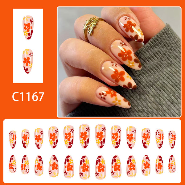 12 Sizes-24 Pcs Press On Nails C1167
