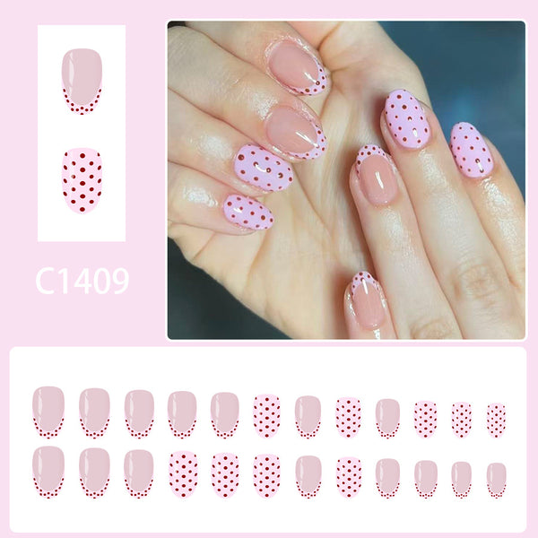 12 Sizes-24 Pcs Press On Nails C1409