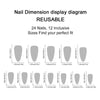 12 Sizes-24 Pcs Press On Nails A647