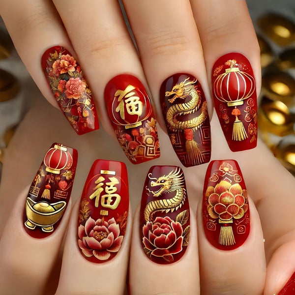 12 Sizes-24 Pcs Press On Nails Y1432