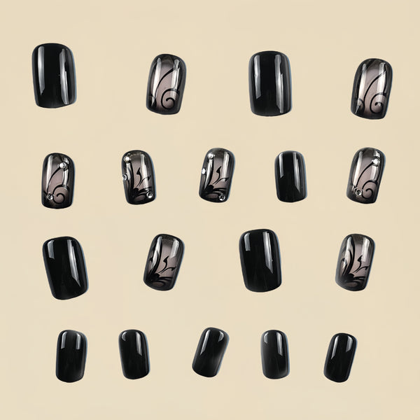 12 Sizes-24 Pcs Press On Nails D019