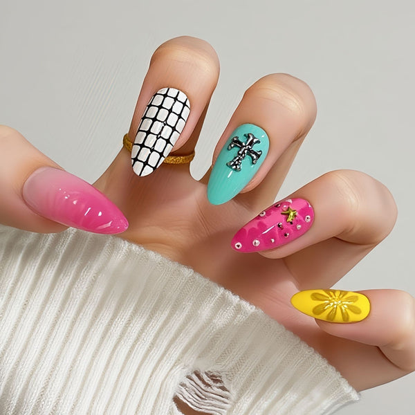 12 Sizes-24 Pcs Press On Nails Y1394