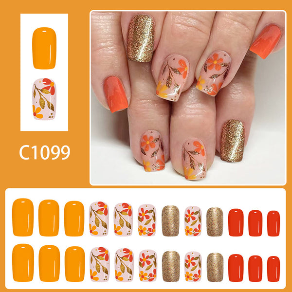 12 Sizes-24 Pcs Press On Nails C1099