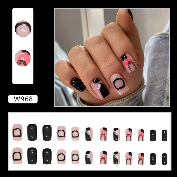 12 Sizes-24 Pcs Press On Nails W968