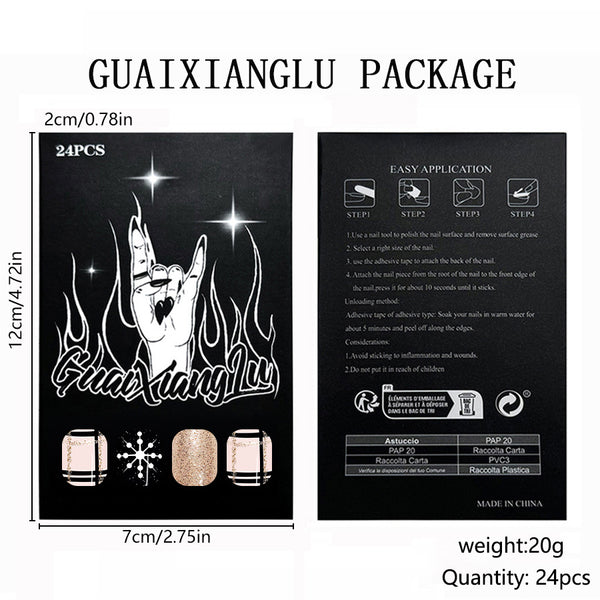 12 Sizes-24 Pcs Press On Nails C1294