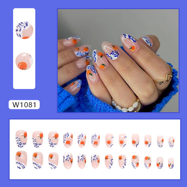 12 Sizes-24 Pcs Press On Nails W1081