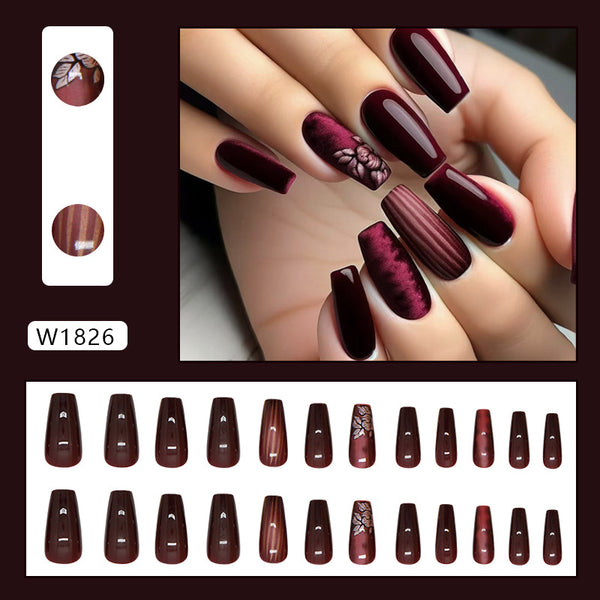 12 Sizes-24 Pcs Press On Nails W1826