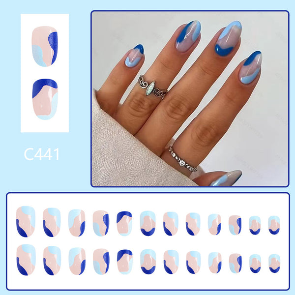 12 Sizes-24 Pcs Press On Nails C441