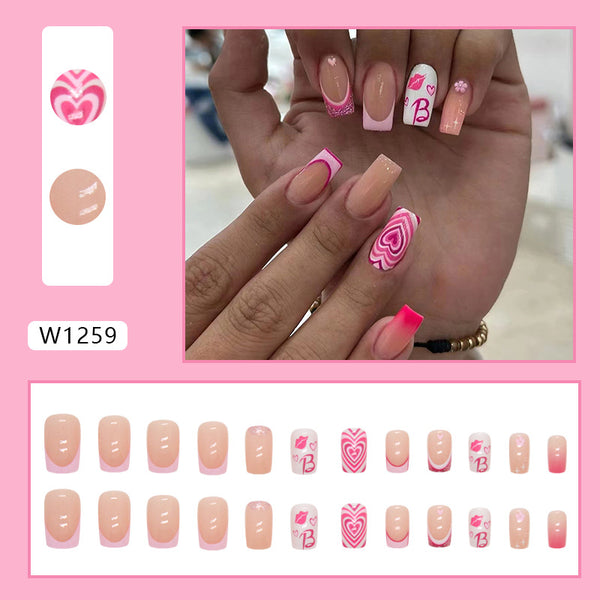 12 Sizes-24 Pcs Press On Nails W1259