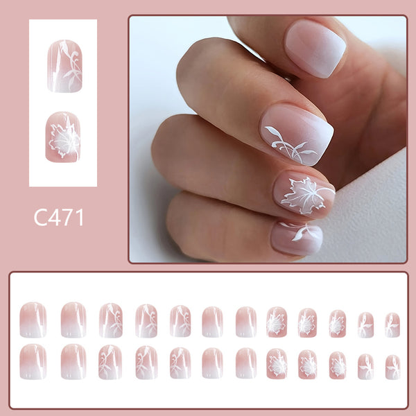 12 Sizes-24 PcsPress On Nails C471