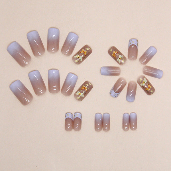 Butterfly Glossy Medium Square Press on Nails
