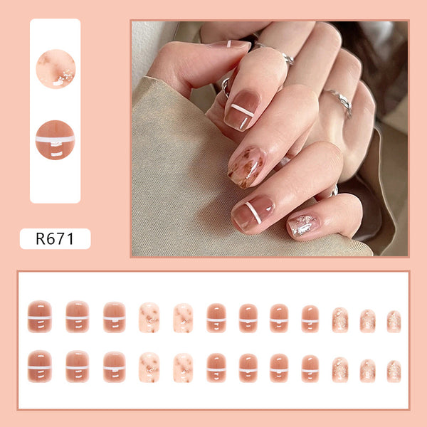 12 Sizes-24 Pcs Press On Nails R671