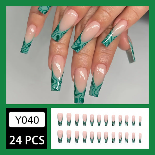 12 Sizes-24 Pcs Press On Nails Y040