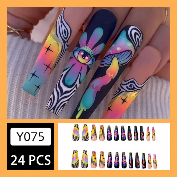 12 Sizes-24 Pcs Press On Nails Y075