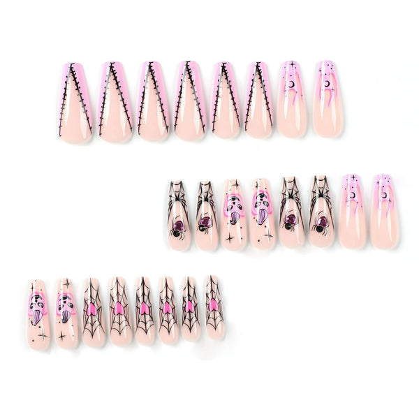 Glossy Long Pink Press on Nails