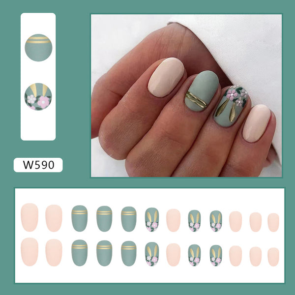 12 Sizes-24 Pcs Press On Nails W590