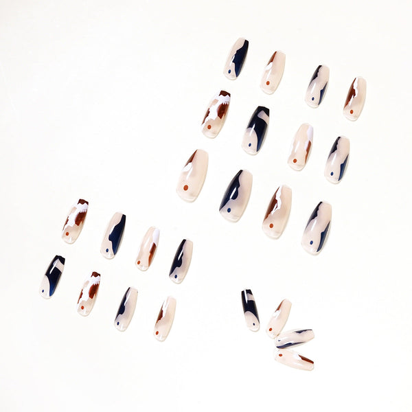 Blue French Glossy Medium Press on Nails