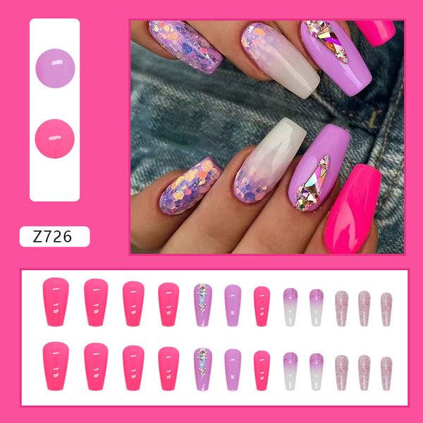 12 Sizes-24 Pcs Press On Nails Z726